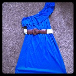 Blue one shoulder dress